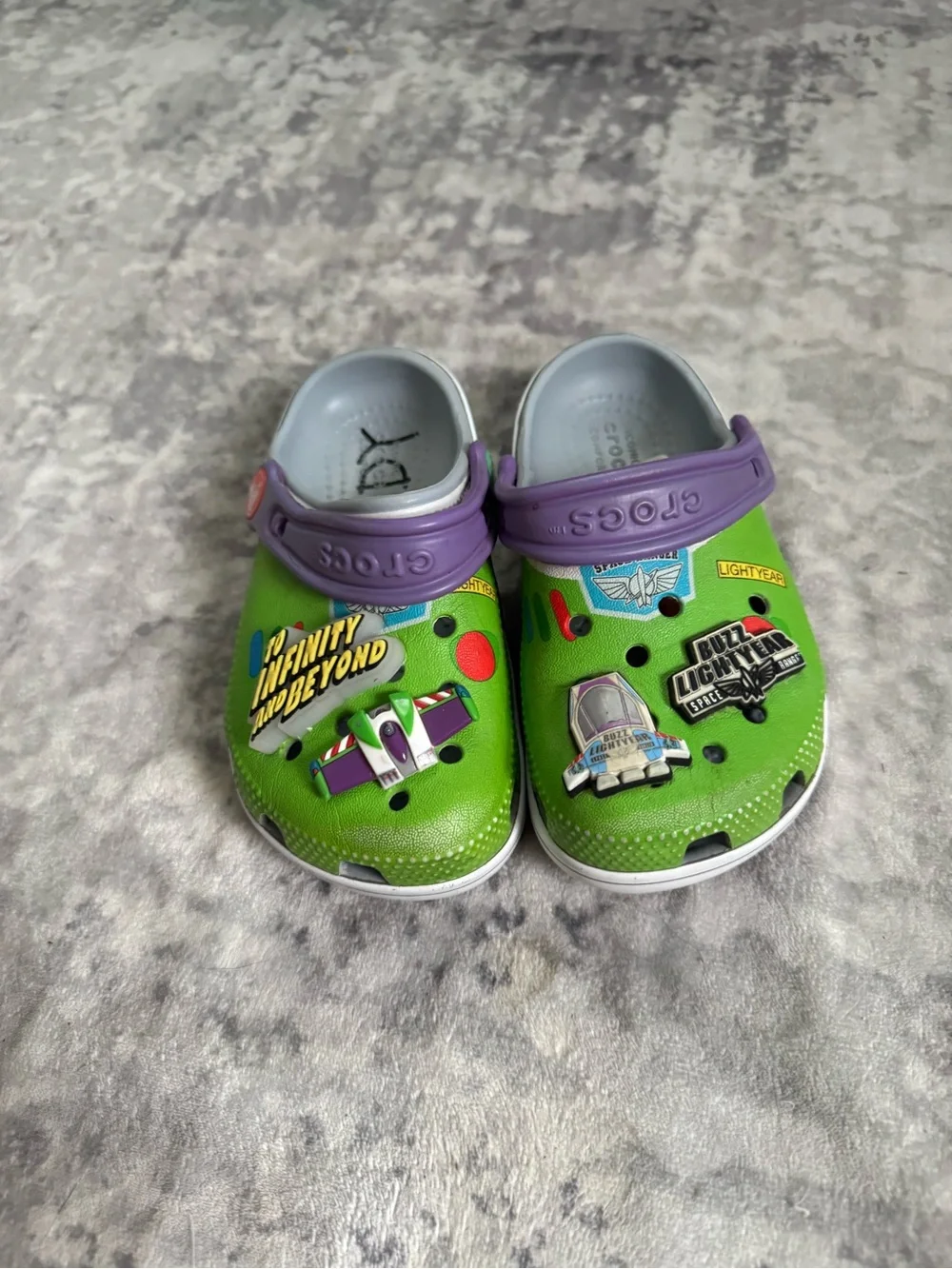 CROCS Kids' Green and Purple Buzz Lightyear Clog Sandals